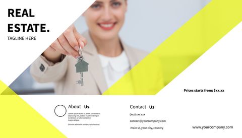 smiling woman holding house keys for real estate promotion - Download Free Stock Templates Pikwizard.com