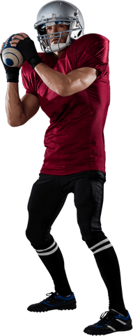 Transparent American Football Player Ready to Throw Ball Isolated