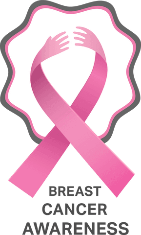 Transparent Breast Cancer Awareness Ribbon Design with Hands