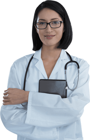 transparent confident female doctor crossing arms wearing glasses - Download Free Stock Videos Pikwizard.com