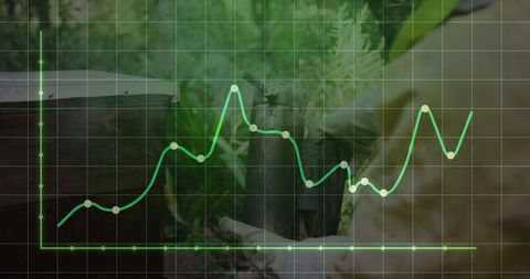 Beekeeper Lifting Hive Frame Overlaid with Data Graph Analysis