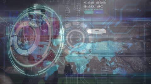 Futuristic Digital Interface with Scope and Data Processing