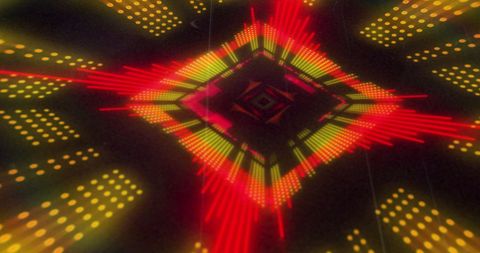 Vibrant Digital Diamond Light Display in Black Background - Download Free Stock Images Pikwizard.com