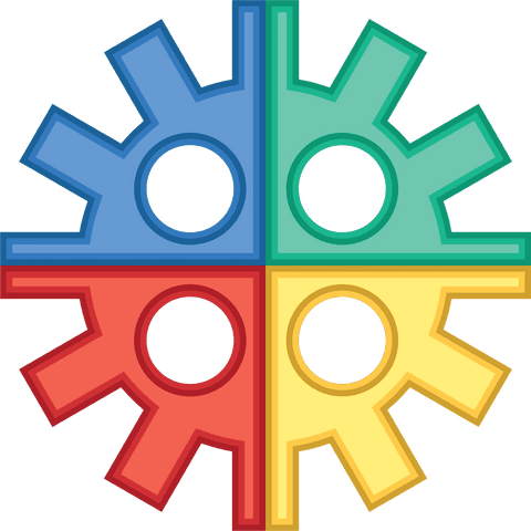 Colorful abstract cog wheel shape on transparent background