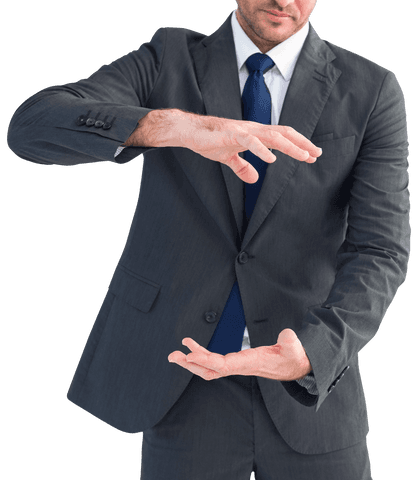 transparent businessman gesturing with invisible object in hands - Download Free Stock Videos Pikwizard.com