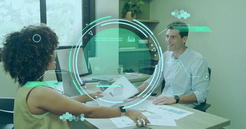 Futuristic Business Collaboration with Digital Interfaces