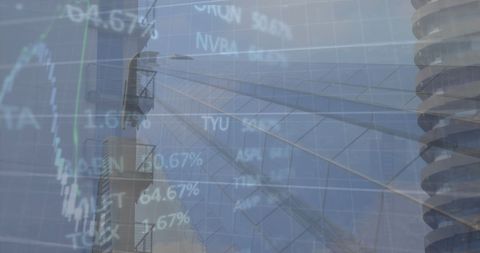 Financial Data Overlaying Skyline Denoting Business Growth