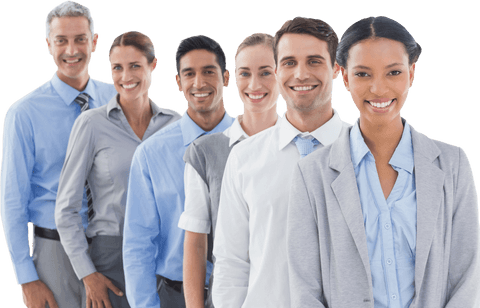 Diverse Business Team Standing in Line with Transparent Background