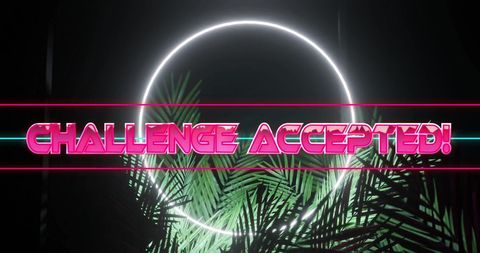Futuristic Neon Light with 'Challenge Accepted' Text - Download Free Stock Images Pikwizard.com