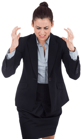 Frustrated Caucasian Businesswoman Expressing Anger on Transparent Background