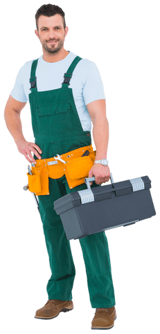 transparent background smiling carpenter with toolbox - Download Free Stock Videos Pikwizard.com