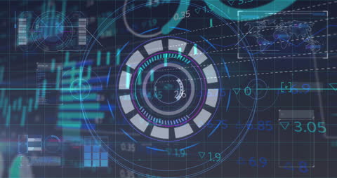 Futuristic Digital Interface with Rotating Security Layers