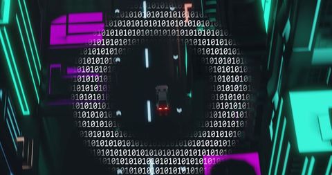 Futuristic Cityscape with Coding and Car Illustration - Download Free Stock Images Pikwizard.com