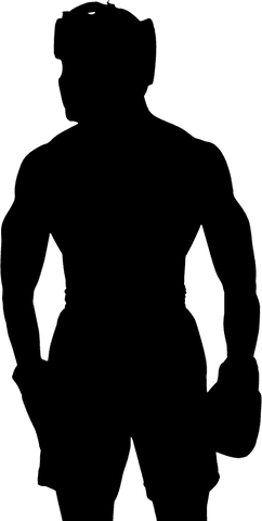 Silhouette of male boxer in dynamic pose on transparent background