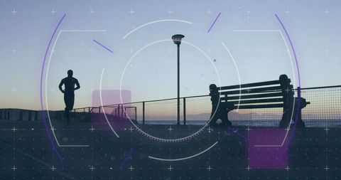 Runner silhouette overlaid with futuristic technology concept