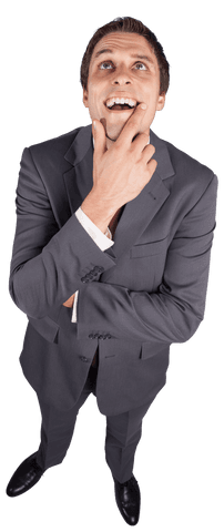 Transparent Thinking Businessman in Suit Reflecting on Ideas