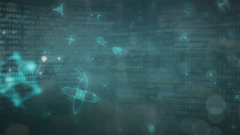 Futuristic Digital Binary Code with Molecular Patterns