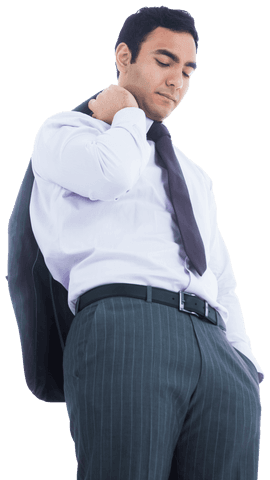 Transparent Asian Businessman Standing Pensive Isolated