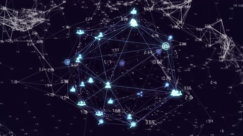 Global Digital Network with Interconnected Data and Technology Icons