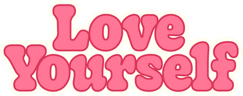 Pink bubble letters love yourself transparent background typography