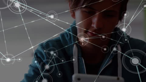 Young Student Engaging with Digital Network Technology