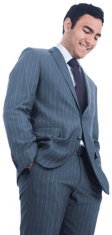 Caucasian Businessman in Pinstripe Suit on Transparent Background