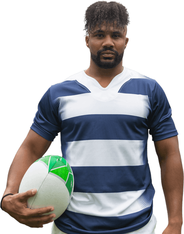 Athletic african american rugby player on transparent background