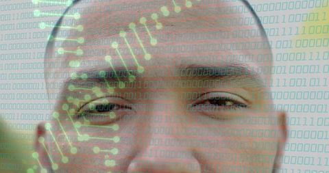 Adult Male Face Blending with Binary Code and Circuit Traces for Biometrics and Identity