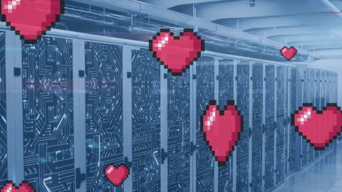 Digital Love in a High-Tech Server Room Animation
