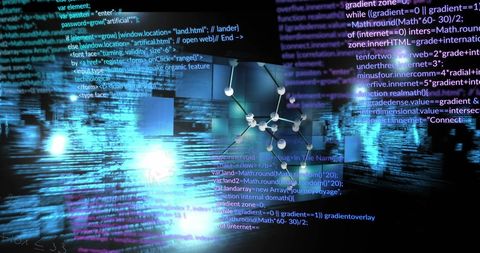 Digital Interface with Molecular Connections and Data Code - Download Free Stock Images Pikwizard.com