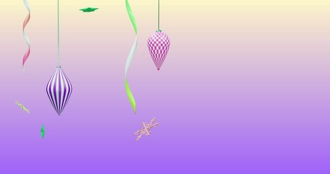 Festive Christmas Ornaments with Ribbons on Gradient Background