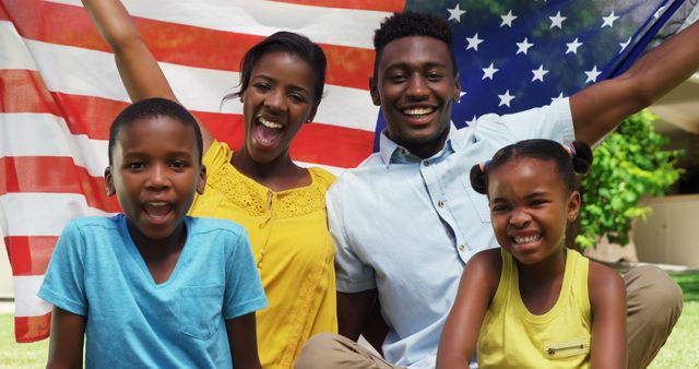 Happy African American Family Celebrating 4th Of July With USA Flag - Download Free Stock Images Pikwizard.com