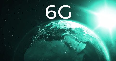 6G Technology Concept with Spinning Green Globe and Sun - Download Free Stock Images Pikwizard.com