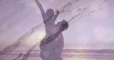 Graceful Dance Couple Embracing Magic of Sunset Beach