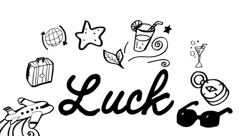 Transparent illustration of luck symbols and travel concept