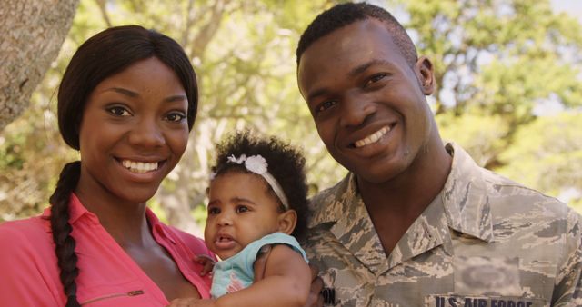 Happy military family spending time together outdoors - Download Free Stock Images Pikwizard.com