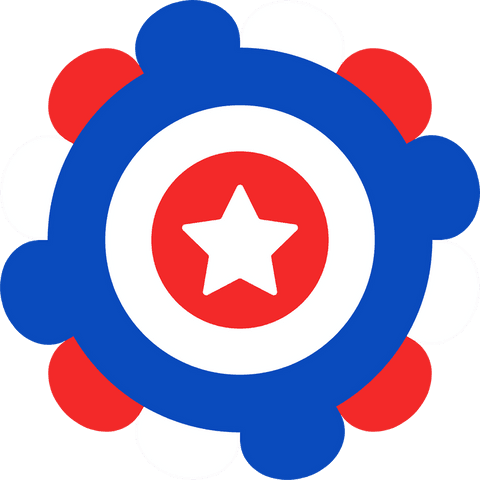 Patriotic badge emblem with rosette on transparent background