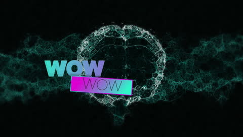 Dynamic Animation of Wow Text over Brain and DNA Strand