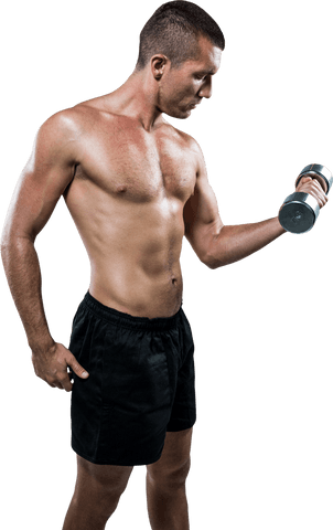 Transparent athlete exercising with dumbbell inspiring fitness motivation