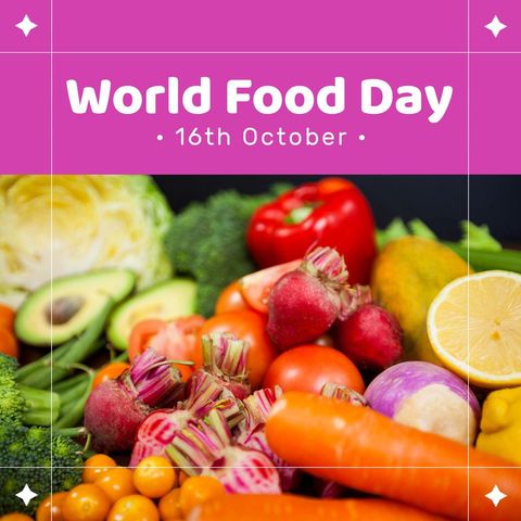 colorful vegetables celebrating world food day with pink banner - Download Free Stock Templates Pikwizard.com
