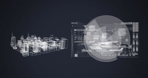 3D Architecture Design with Visual Data Processing Elements - Download Free Stock Images Pikwizard.com