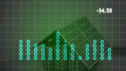 Digital Diagram Overlay on Solar Panels for Energy Efficiency