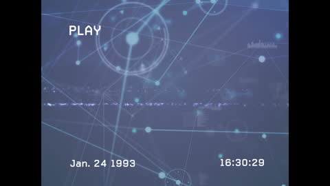 Retro Future Scope Animation with Digital Network Overlay