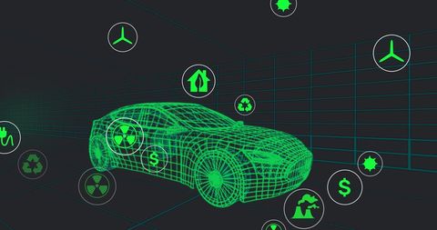 Eco-Friendly Electric Vehicle with Digital Interface in Futuristic Tunnel - Download Free Stock Images Pikwizard.com