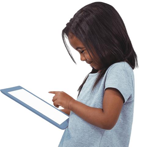 Smiling Girl Interacting with Transparent Tablet Screen - Download Free Stock Videos Pikwizard.com