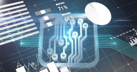 Futuristic Data and Circuit Integration Visualization