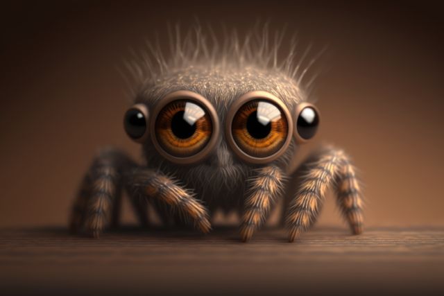 Cute brown spider on brown background created using generative ai technology. Animals and nature concept digitally generated image.