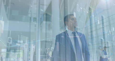 Businessman Analyzing Futuristic Financial Data