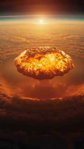 Mushroom Cloud Rising Above Dawn Clouds in Vertical High-Altitude Blast Video