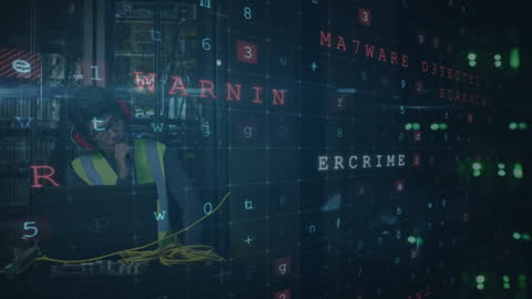 Cybersecurity Analyst Monitoring Data Streams with Live Alerts